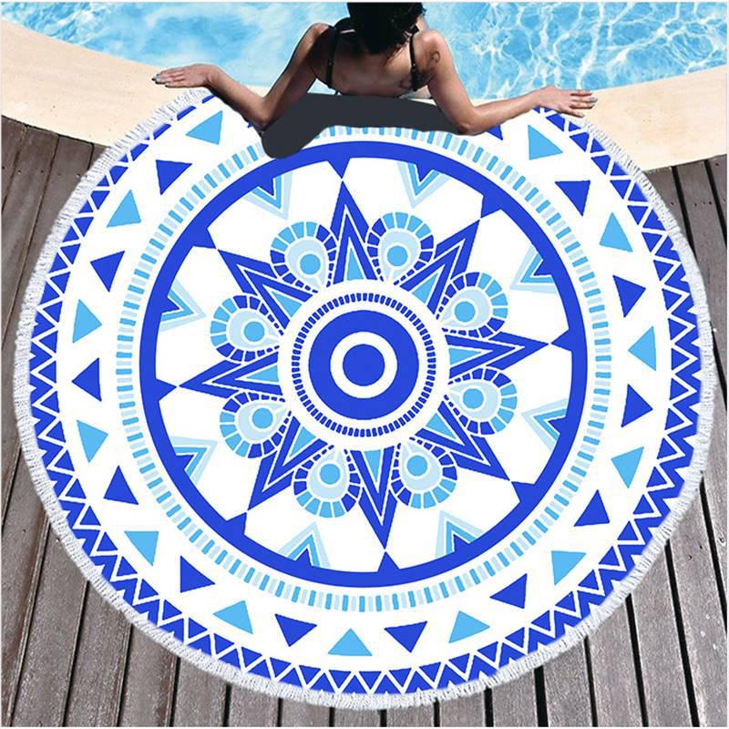 Mandala Pattern Microfiber Beach & Bath Towel - Luxurious Feel & Decorative Floor Mat