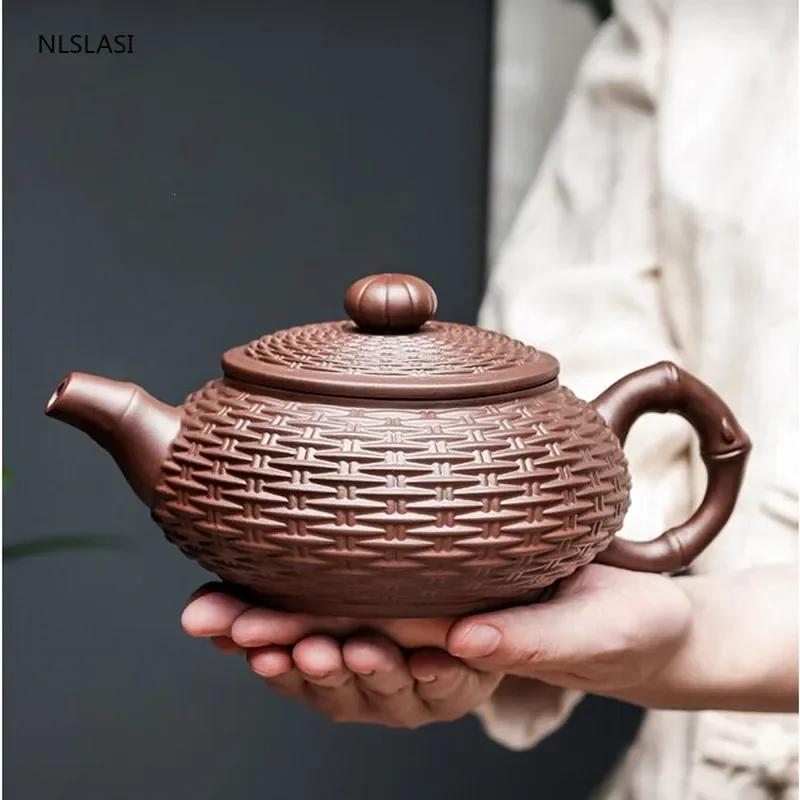 Chinese Yixing Tea Pot Large Capacity Purple Clay Xishi Filter Teapot Beauty Kettle Raw Ore Handmade Tea Set Authentic Drinkware