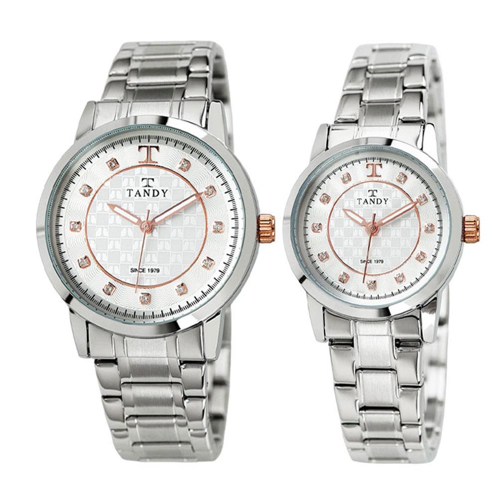 Taendi Couple Metal Wristwatches (Austrian Stone Insert) T-3914 Rose Gold Men'S & Women'S Set