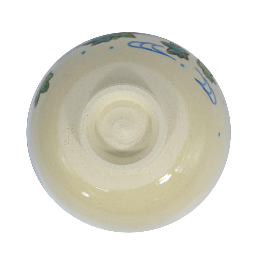 Tea Ceremony Utensils, Flat Tea Bowl, Colored Painting, Flowing Water, Blue Maple, by Higashiyama Miyama