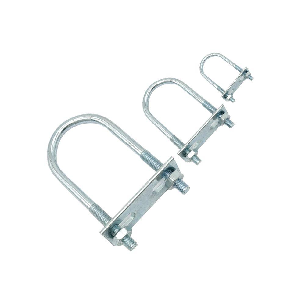 1Pcs Durable Galvanized Q235 Carbon Steel M8 Round Tube Clamp With Baffle Screws Round Bolt Pipe U-clamp for Round Tube