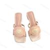Fashion Women's Slippers 2025 New Summer Flower Fashion Dress Party Wedding Square Toe Women Sandals Elegant Slippers Sandalias De Mujer