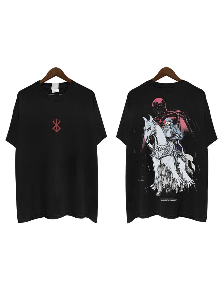 

Футболка с коротким рукавом Griffith Swordwind Legend из чистого хлопка, свободная, в стиле ретро, американская уличная, унисекс, с графическим принтом 4XL