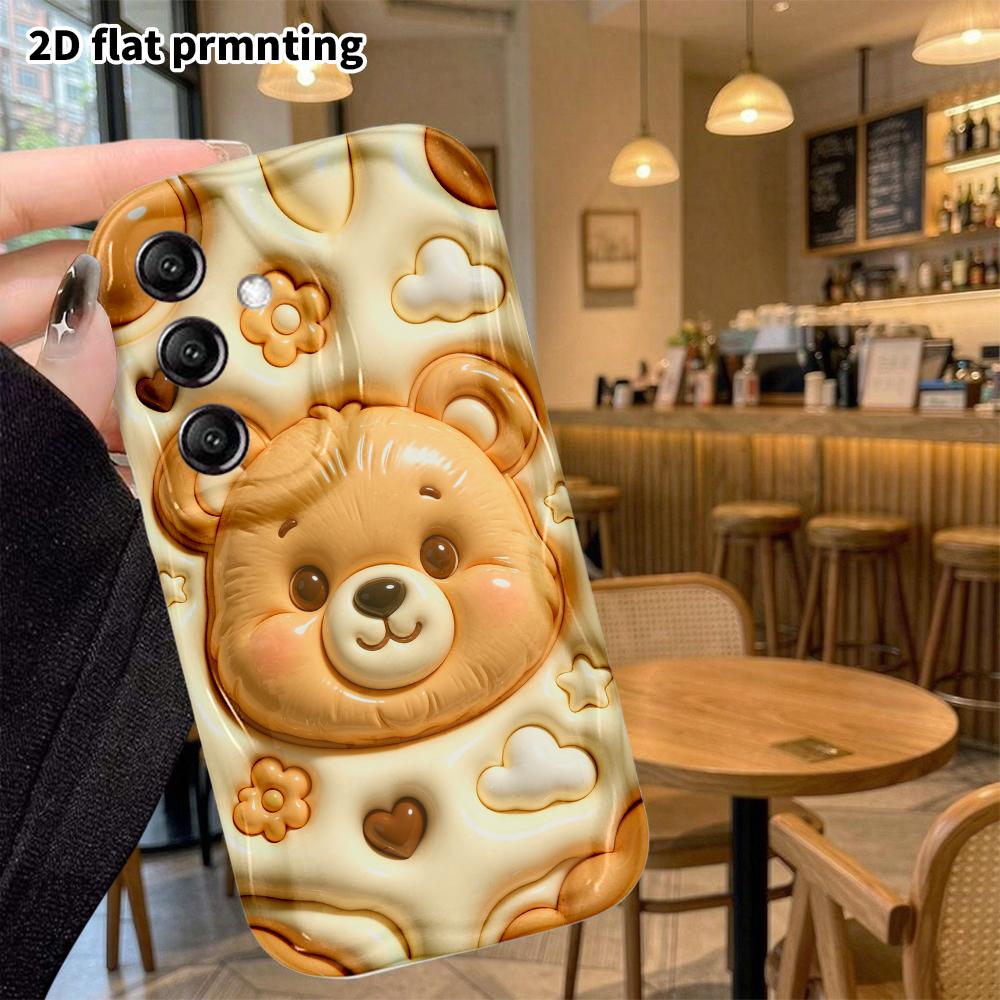 Phone Case: 2D flat, suitable for Samsung Galaxy A34 A35 M05 M06 S20 S22 S21 FE Plus 5G protective case, light brown bear head, perfect holiday gift f