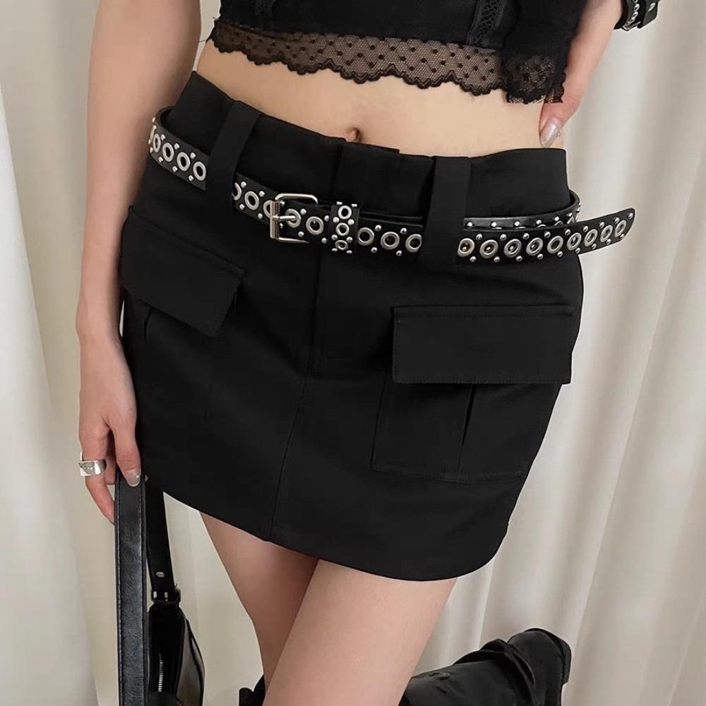 

Hollow Out Belt Pin Buckle Waist Strap Punk Waistband Decor Accessories білий