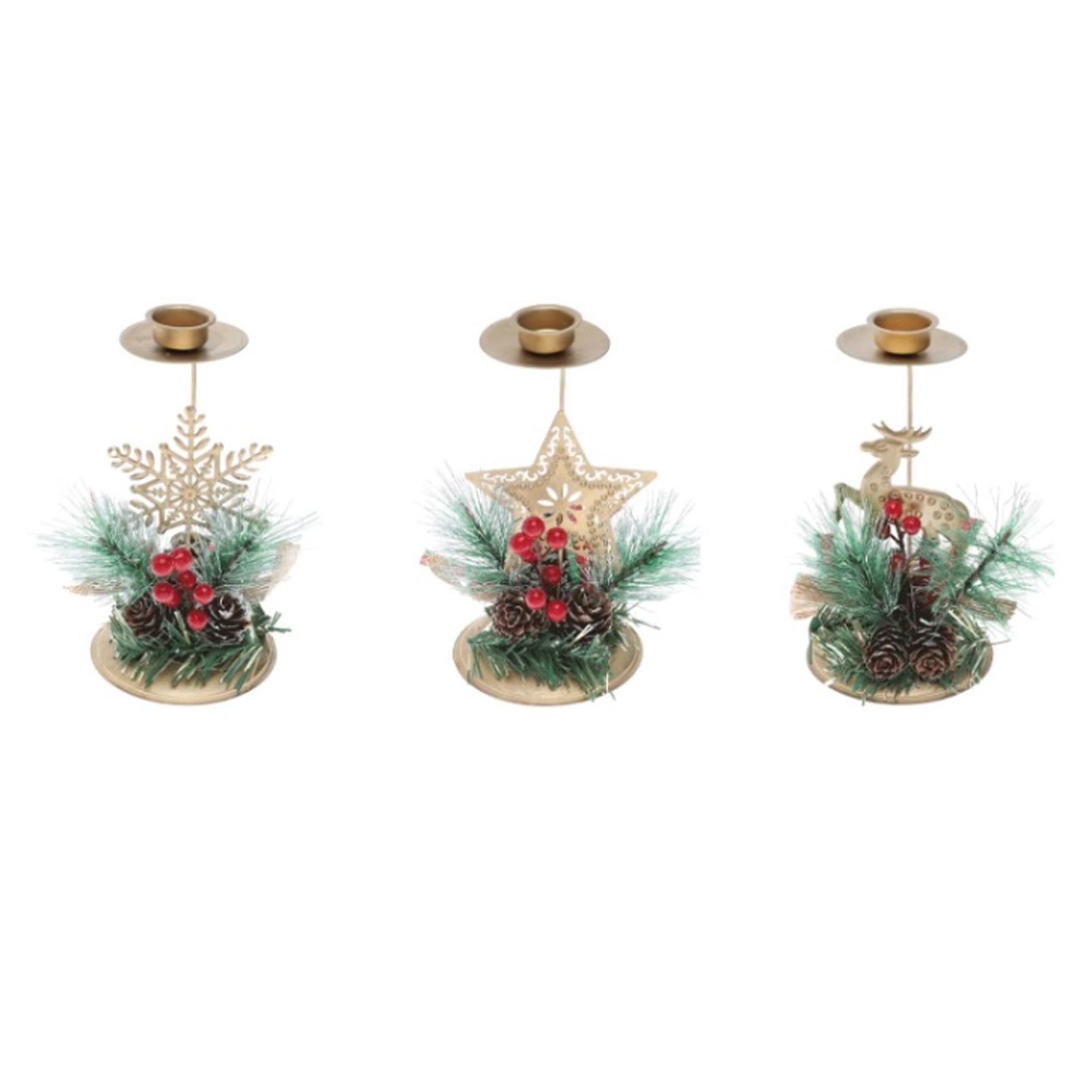 

Xmas Candle Holder with Pinecone Decor Gold Iron Strong Load Bearing Xmas Candle Base for Window Orn