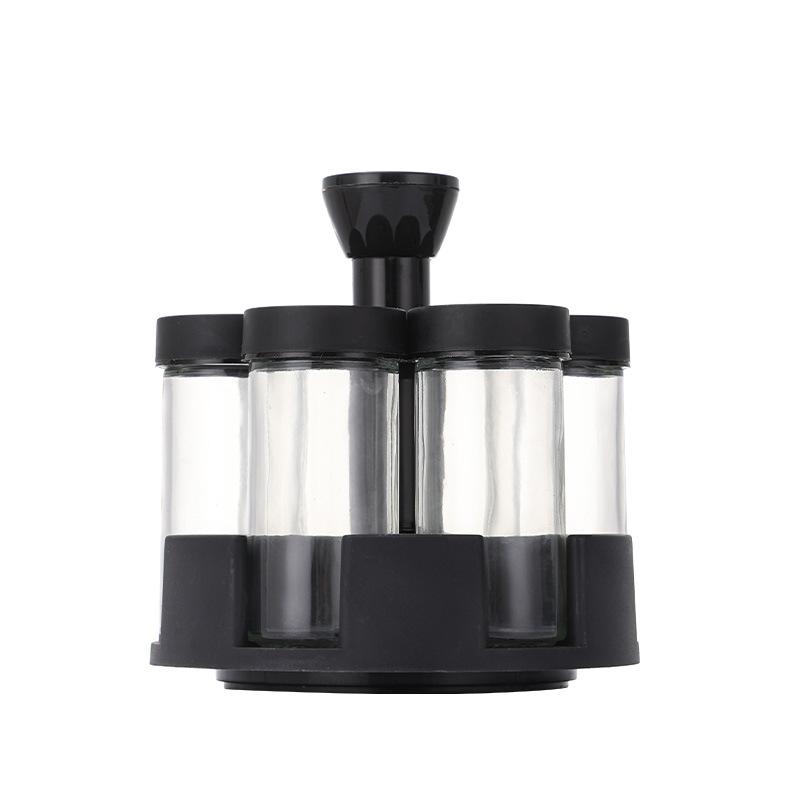 6-Jar Rotating Spice Rack Set Countertop Seasoning Container Organizer for Home Kitchen Cooking Storage Use
