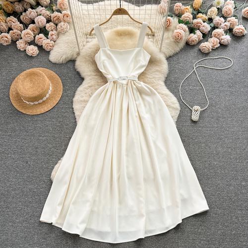 

Шикарное сексуальное платье-комбинация с квадратным вырезом и высокой талией, сказочное повседневное платье трапециевидной формы, летнее пляжное платье для отдыха, Vestidos, женский сарафан в стиле бохо XXL абрикосовый