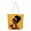 Multifunctional  Black Girl Printed Thick Rope Shoulder Beach Bag 7573 KTB