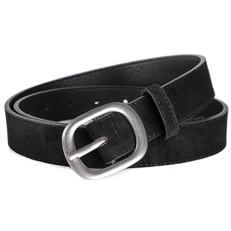 Ladies' Belt, Imitation Suede-like Surface, Vintage Style, Aged Look, High-end Feel, Silver Alloy Buckle, Versatile, Jeans Belt