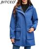 BITCED Autumn/Winter Jacket Women's Waterproof Hooded Raincoat Trench Coat