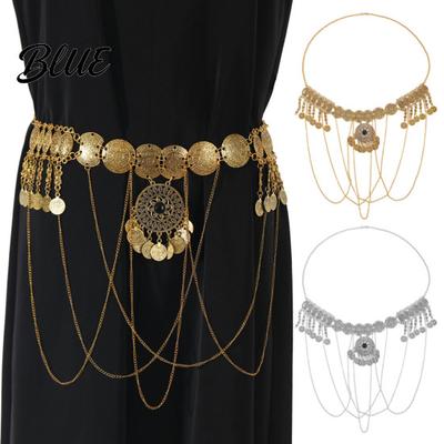 Charm Waist Chain Alloy Retro Style Coin Tassel Decor Belt