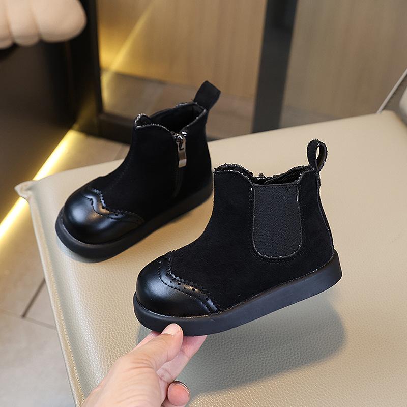England Style Retro Black Coffe Khaki Kids Shoes for Boys Pretty Baby Girl Chelsea Boots Non-slip City-friendly Boots I09058