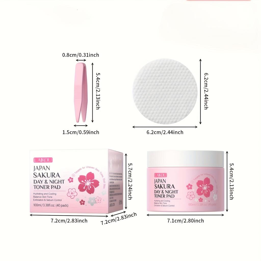 Japan Sakura Toner Pads 100ml 40pads Day Night Use Remove Makeup Cleanse Moisturize Face Care Hydrating Treatment Skin Care