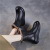 Johnature Thick Soled Genuine Leather Women's Boots Plush Warm Cotton Shoes Versatile Mid-calf Boots