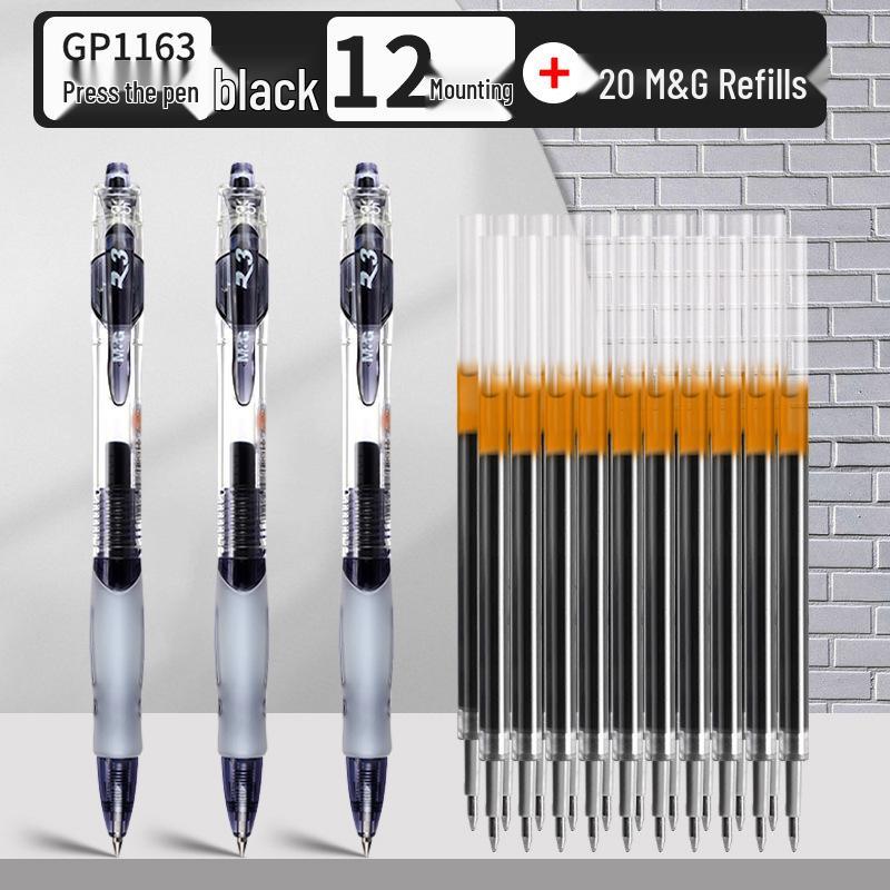 GP1008 Press-Type Gel Pen, Water-Based Ink for Students' Exams, Blue/Black/Red, Ideal for Teachers