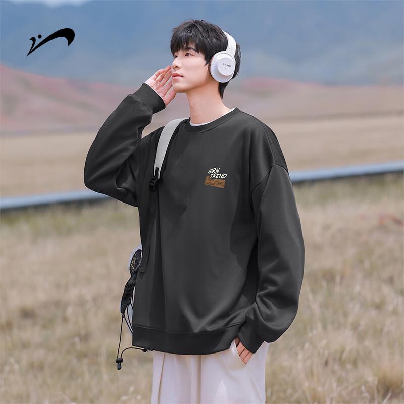 Guirenniao Men's Loose Fit Crewneck Drop Shoulder Sweatshirt