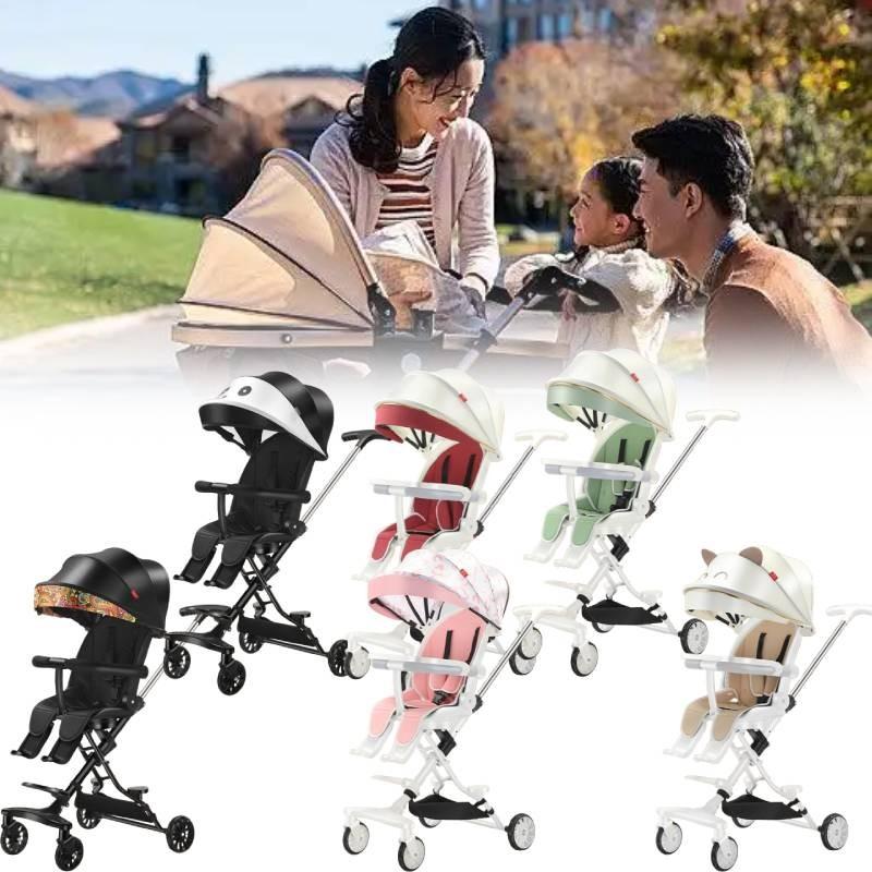 Wheeled Four Collapsible Baby Stroller Lightweight Foldable Seat Convertible