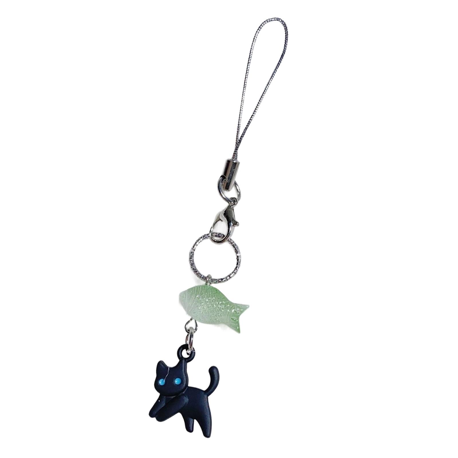 

Playful Kitty Key Holder Cartoon Phone Decorative Pendant Acrylic Alloy Texture for Teens College Students Present зелёный