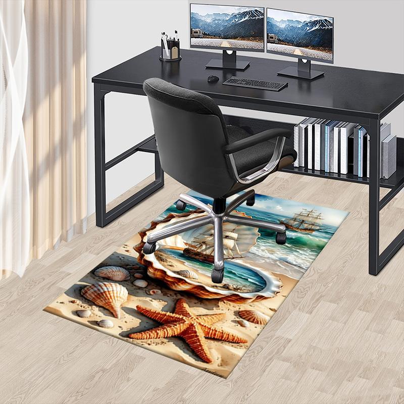 1PC Seashell Ocean Extra Large Non-Slip Floor carpet, Office, family, bedroom, Studio - Large Area Rug,Longlasting Material-K0370