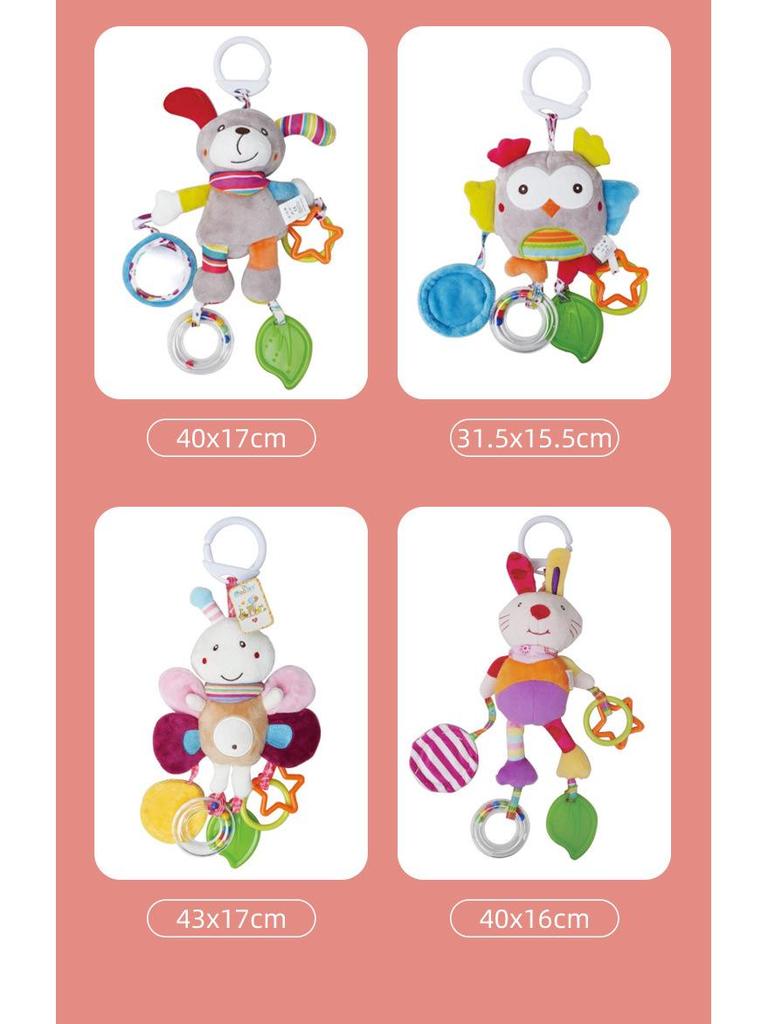 Infant Soothing Teether Plush Animal Music Mobile Toy
