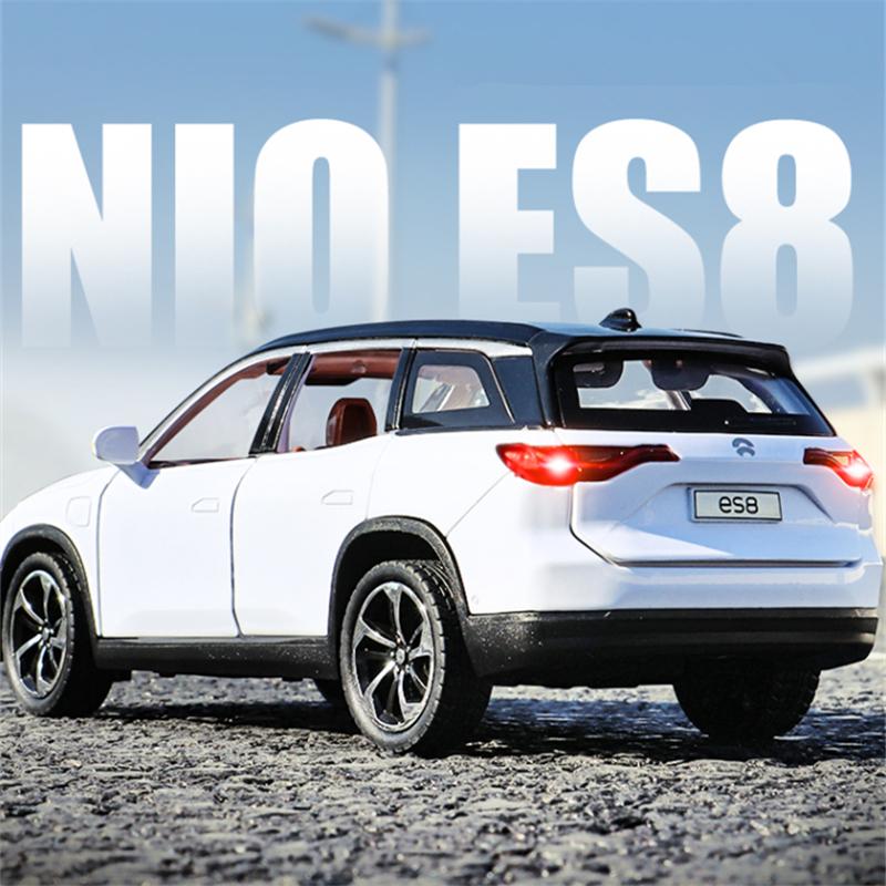 1/24 NIO ES8 SUV Alloy New Energy Car Model Diecast Metal Toy Vehicles Car Model High Simulation Sound and Light Childrens Gifts