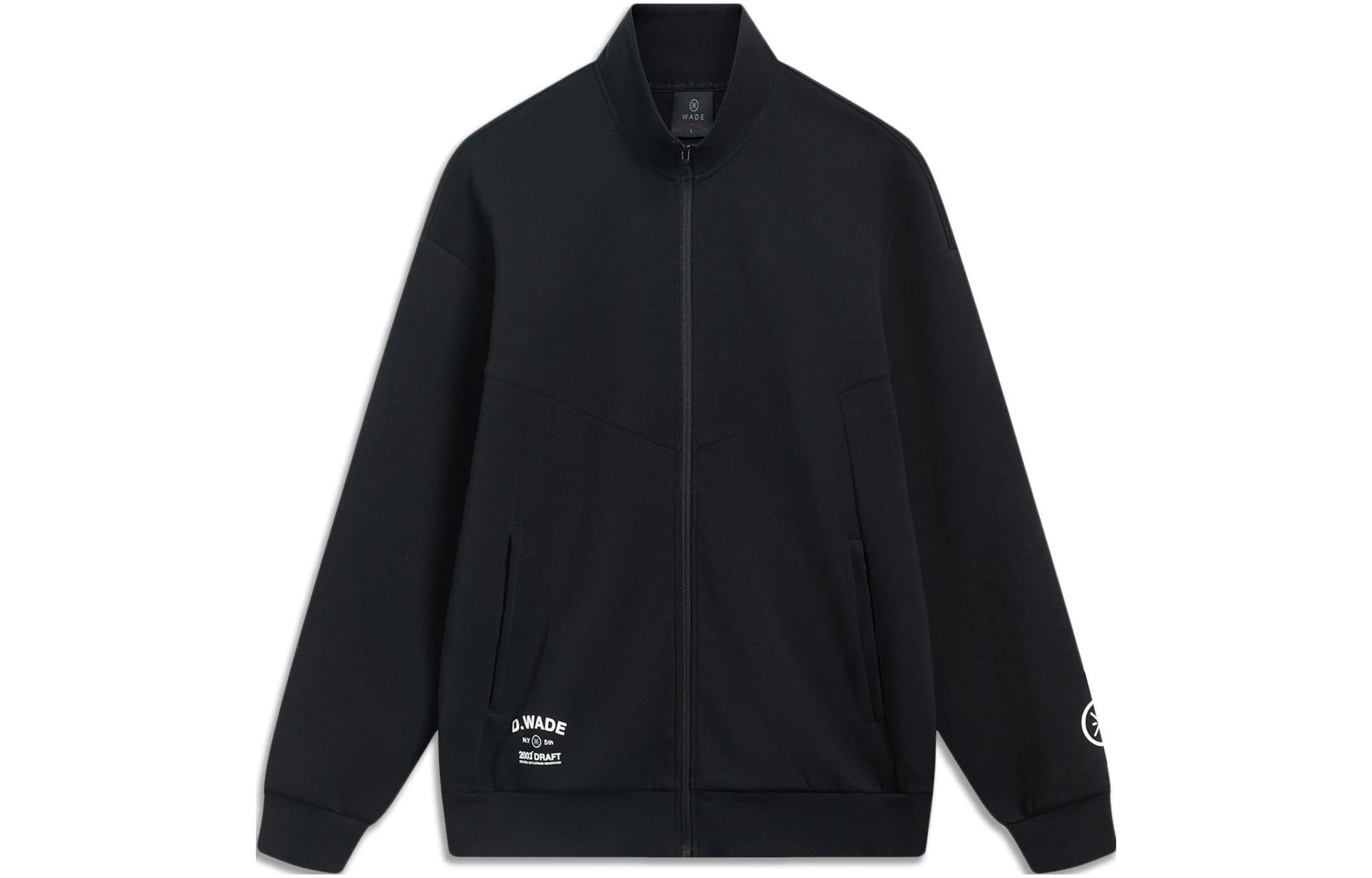 Li Ning Sweatshirts Men s Black Stand Collar Moderate Cardigan AWDT495-1 L