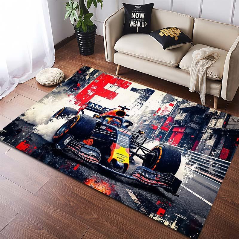 F1 Rennfahrer Helm Druck Rutschfest Groß Wohnzimmer Teppich Weich Verschleißfest Motorsport Sofa Schlafzimmer Heimdekoration Boden Teppich