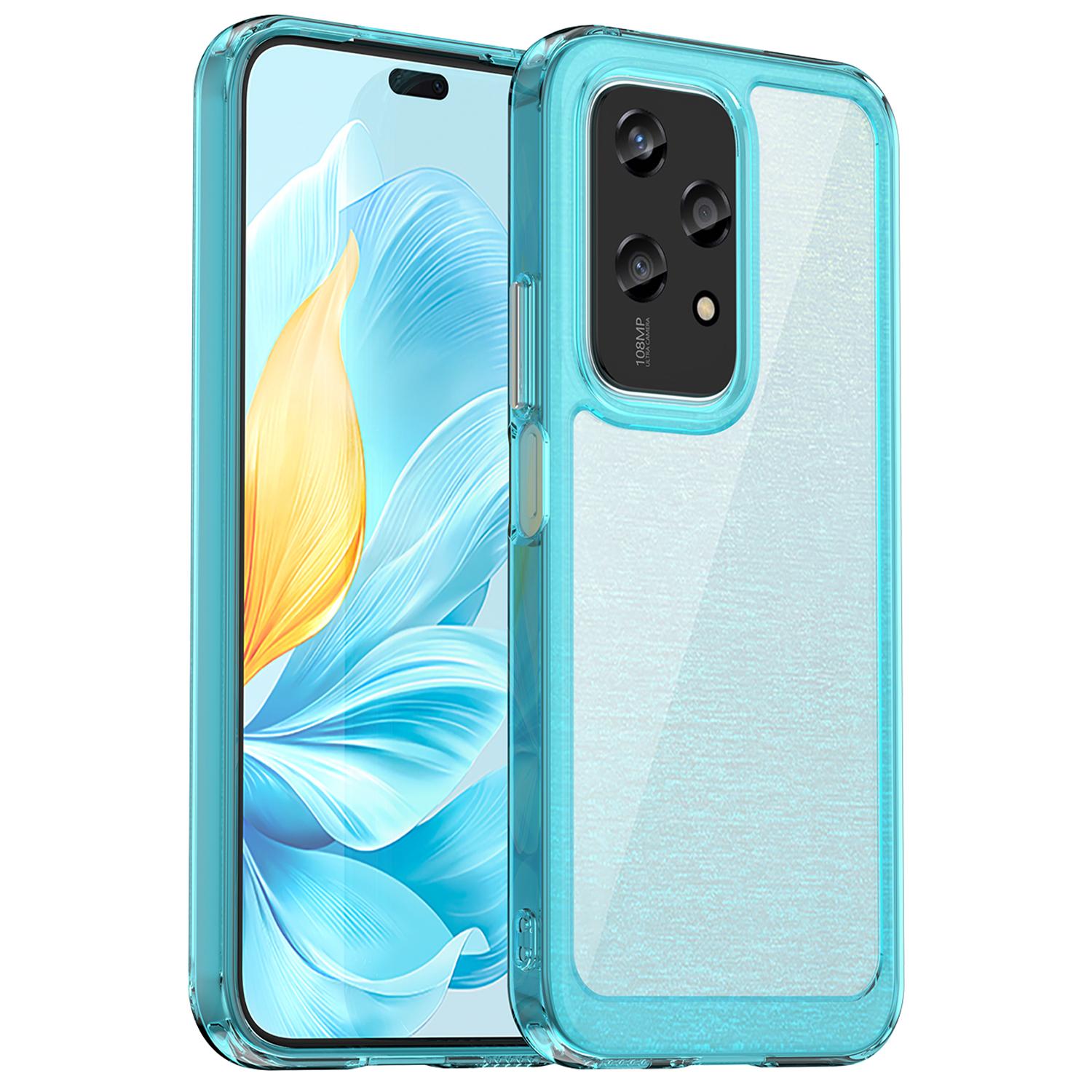 

For Honor 200 Lite Case Colorful Frame TPU+Acrylic Clear Back Phone Cover Transparent Blue