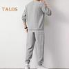 2Pcs/Set Fake Two Pieces Sport Suit Round Crew Long Sleeve Pullover Tops Elastic Waist Long Trousers Set Daily Wear