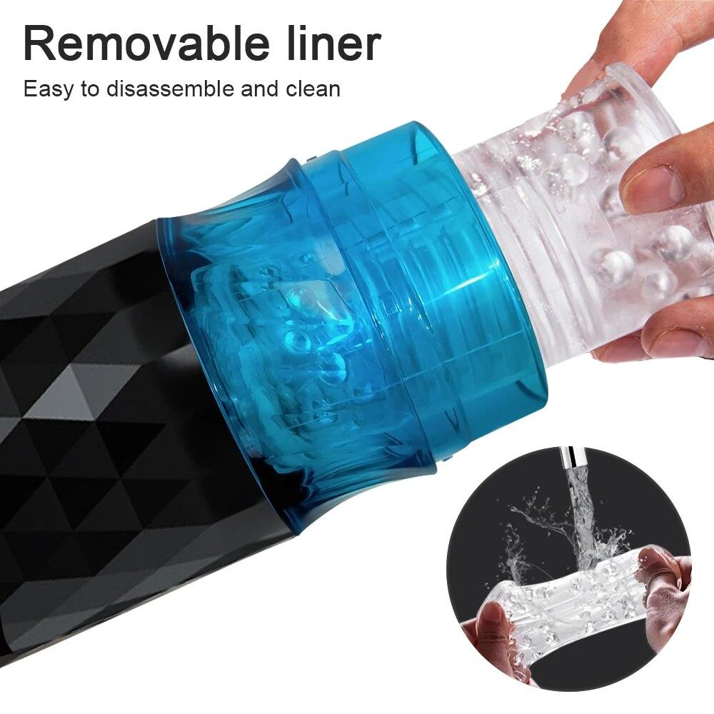 2024 New 10 Thrust Telescopic Rotating Male Masturbator One-click Orgasm Vaginal Oral Sex Real Sound Adult Sex Toy Piston Automatic Masturbator