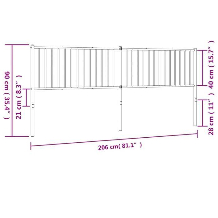VidaXL Tête de lit métal noir 200 cm 350902
