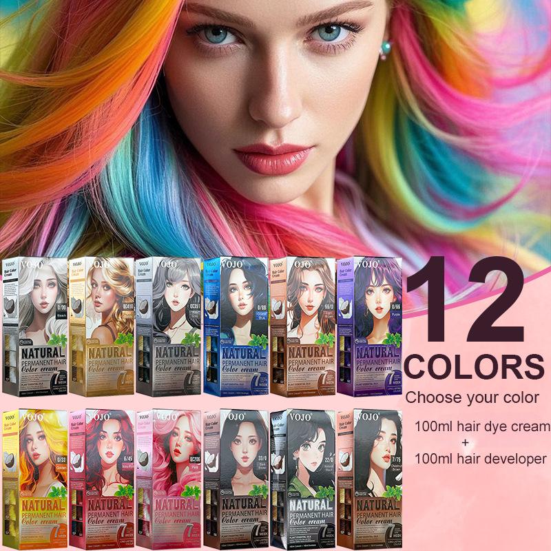 All-in-One Cross-Border Hair Dye Kit: Easy Full-Color Cream with Built-in Comb for Beginners