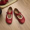 Ballett Mary Jane Schuhe mit runder Spitze Herbst neu Schleifenschnalle kleine Lederschuhe Student