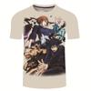 Summer Men's Casual Loose Size Graphic Jujutsu Kaisen Print Round Neck Short Sleeve T-shirt Top