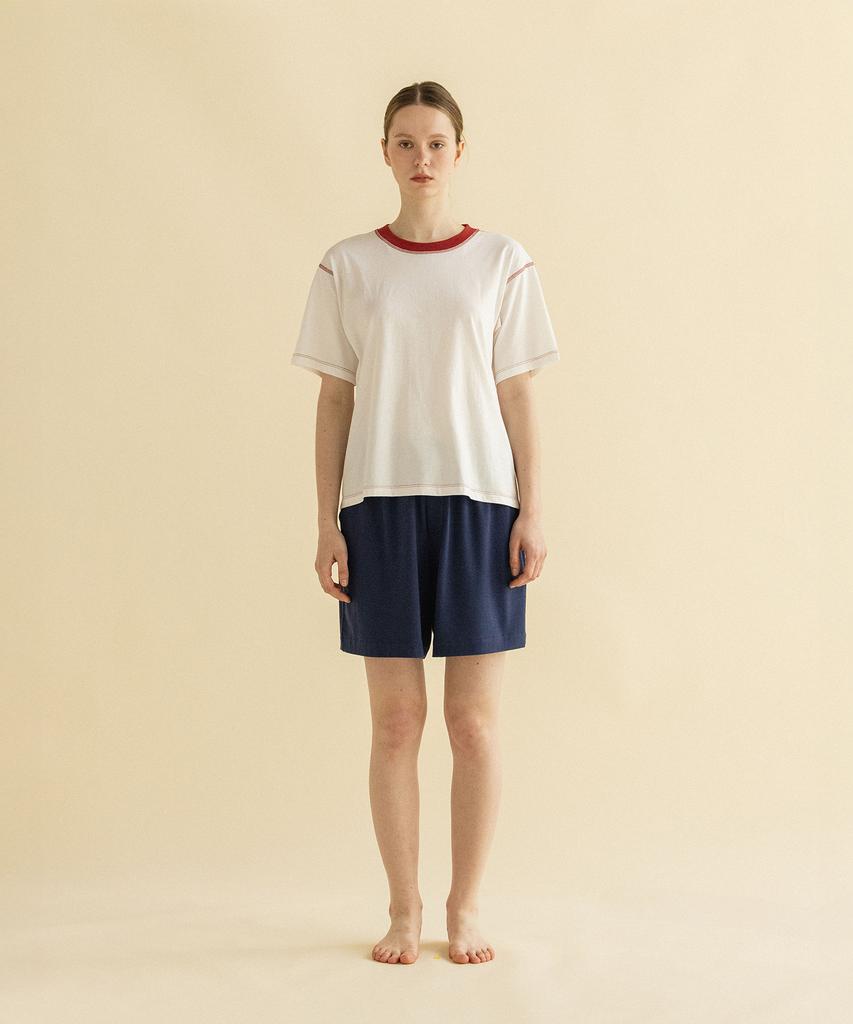 Tudeulimeoseu Red Stitch Cotton T-Shirt