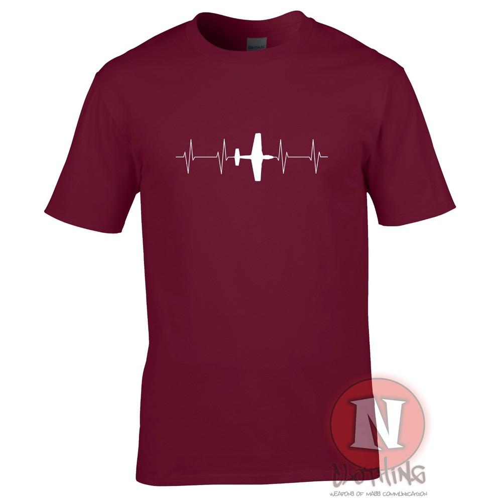 P51 Mustang Heartbeat TShirt Ww2 Usaaf Raf Fighter Aircraft 2XL
