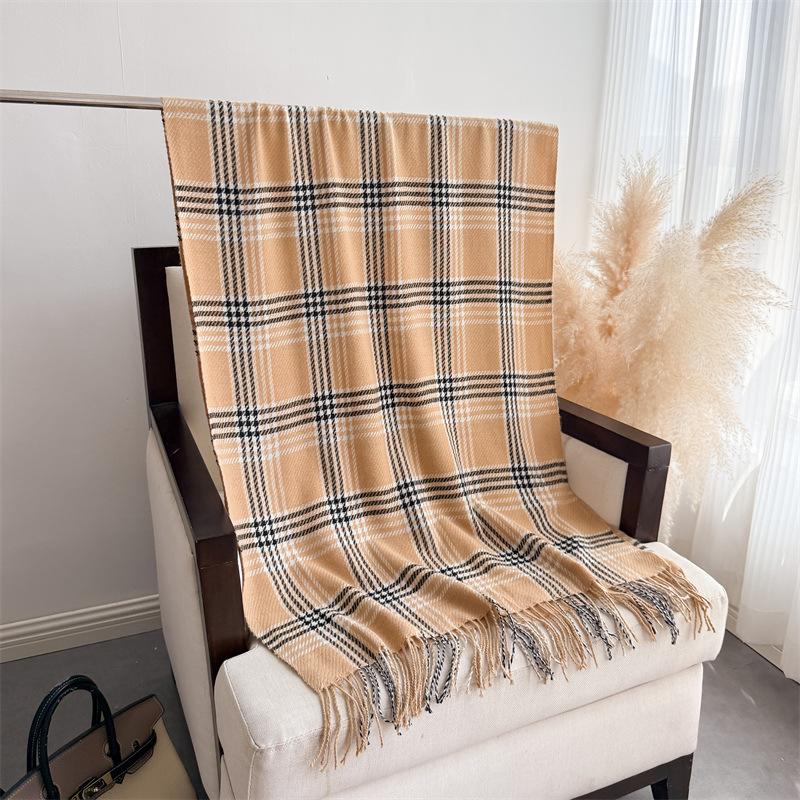 Maillard Style Sub-autumn and Winter Warm and Cold Scarf Shawl Commuting Versatile Couple Fringed Imitation Cashmere Scarf