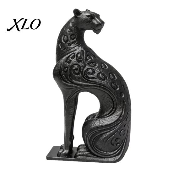 Luxury Desktop Art Decoration 3D Printed Hollow Leopard Figurine, Modern Abstract Cheetah Sculpture Contemporary Room Ornament for Desk Shelf,