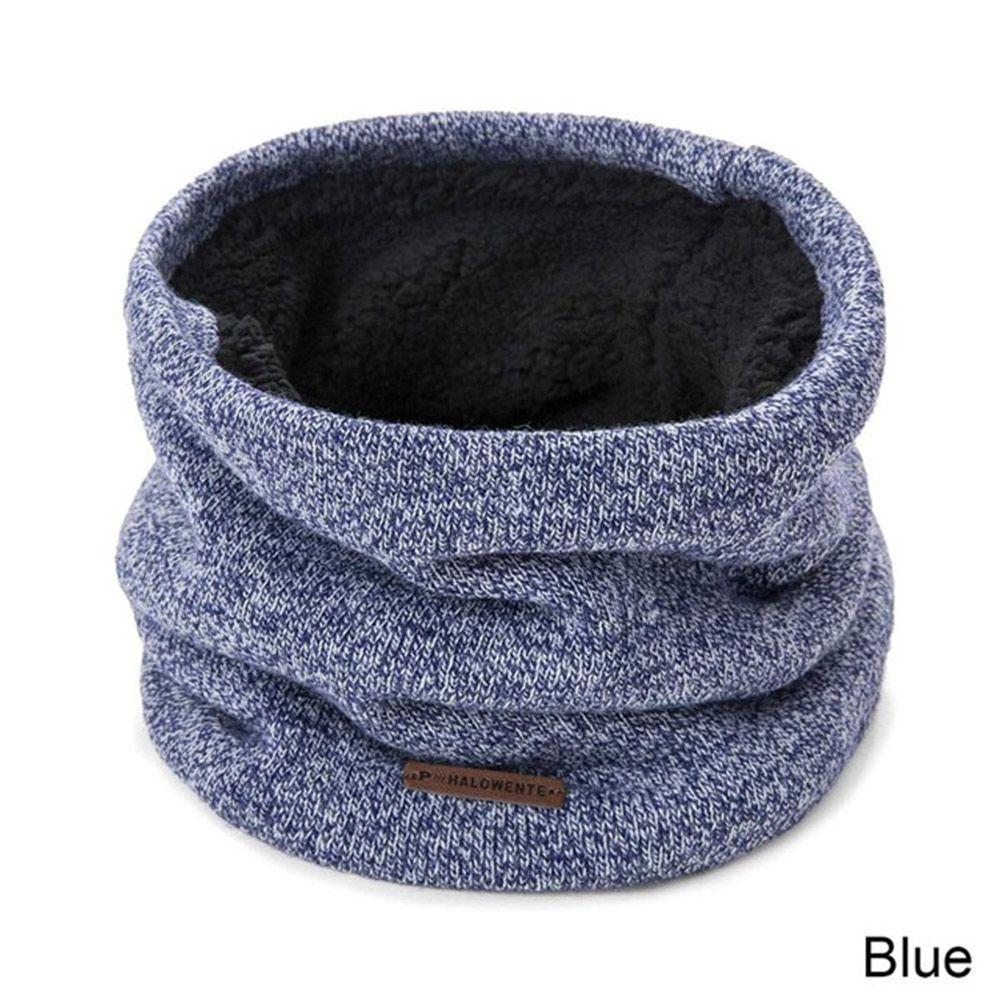 

Winter New Cotton Collar Scarf Soft Neck Warmer Plus Velvet Knitted Scarf Thick Warm синій