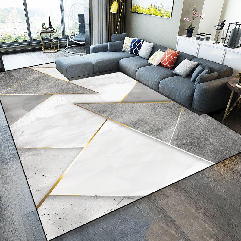 Moderner Leichter Luxus Geometrie Teppich Groß Wohnzimmer Sofa Bereich Teppich Schlafzimmer Dekoration Rutschfester Teppich Waschbare Couchtischmatte