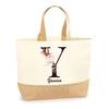 Jute Shopping Bag - PLANETEE - Yamina Letter Flower - Natural Jute - Multicolor - Made In France
