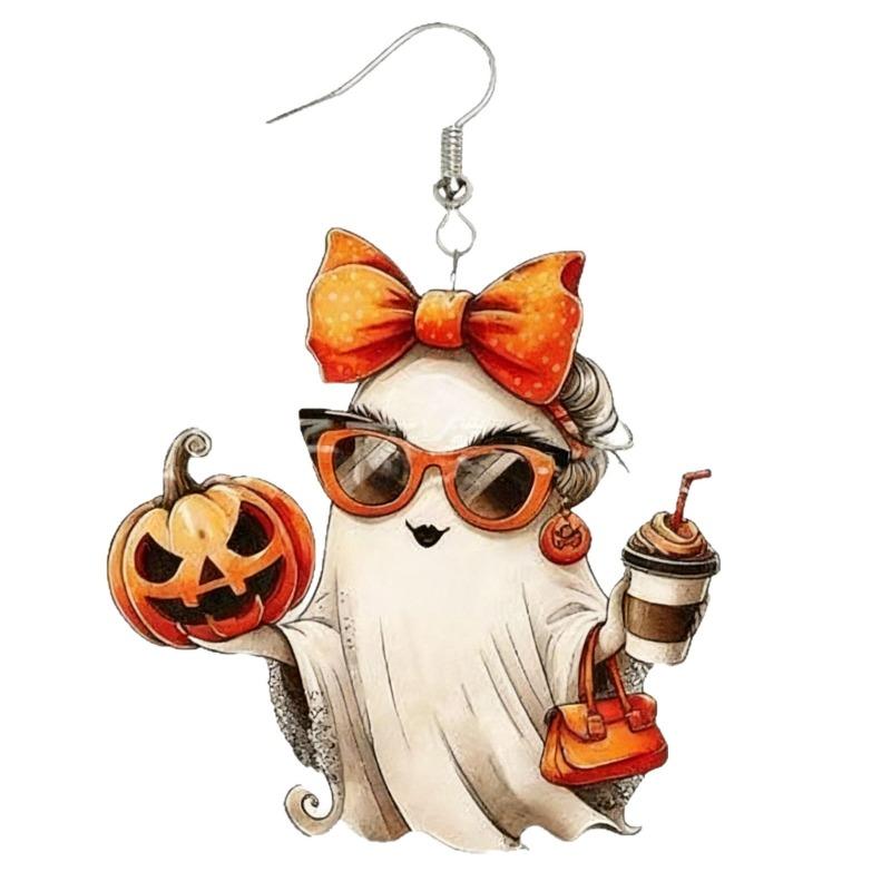 Acrylic Earrings Colored Bow Ghost Acrylic Halloween Earrings