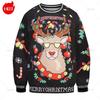 Gingerbread Man 3D Printing Sweatshirts Vintage Happy Christmas Graphic Round Neck Hoodie Fashion Ugly Christmas Sweatshirt Tops