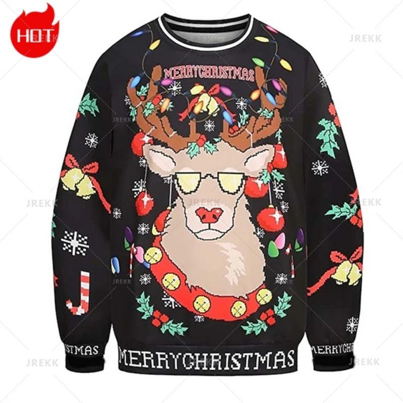 Gingerbread Man 3D Printing Sweatshirts Vintage Happy Christmas Graphic Round Neck Hoodie Fashion Ugly Christmas Sweatshirt Tops