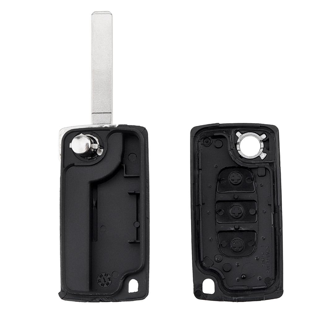 3tlačítkový náhradní skládací klíček do auta pro 207 307 308 407 / Citroen C1 C2 C3 C4 s kroužkem na klíče, šroubovákem, skořepina klíče do auta odolná proti opotřebení