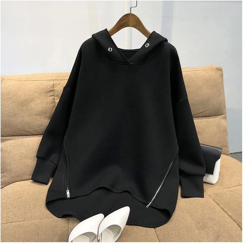 2024 Autumn Women's Korean Style Loose Zipper Hoodie - Plus Size, Long Sleeve, Lightweight, Versatile Jacket
