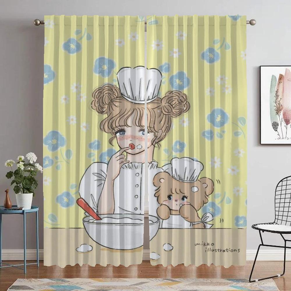 Kitchen Curtains for Bedroom Mikko Window Curtain for Room 2 Panel Partition Home Interior Curtains Halloween Decoration Shades