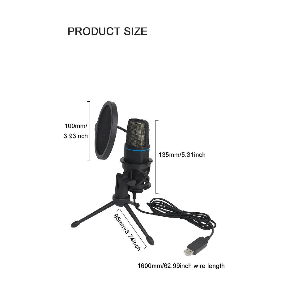 USB Microphone RGB Microfone Condensador Wire Gaming Mic for Podcast Recording Studio Streaming Laptop Desktop PC