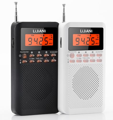 2025 Mini Portable Radio FM/AM/SW, Operates on 2 AA Batteries, Features Backlit Buttons for Nighttime Use, Digital Clock, Alarm Clock, and Sleep Timer